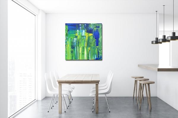 Hand painted art green colorful abstract number 1372
